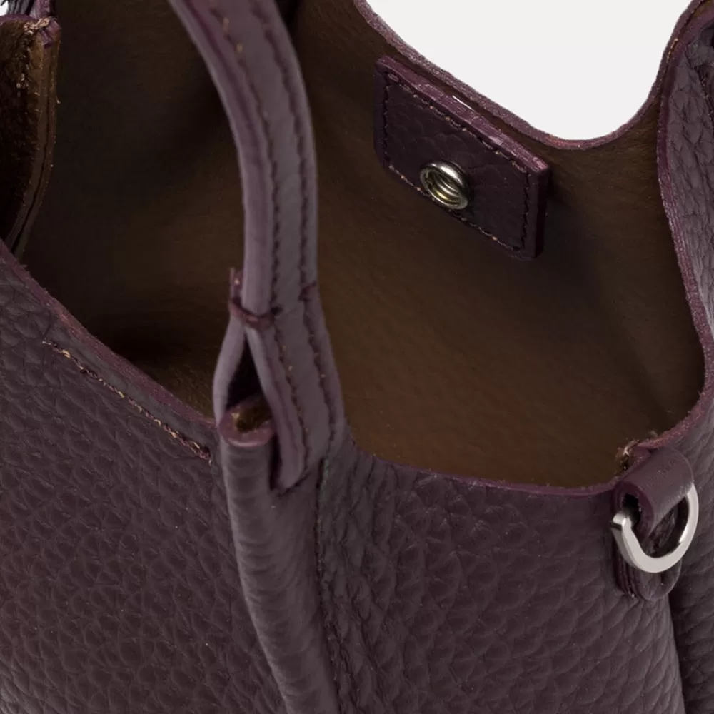 Plum Leather Dua Tote Bag>Caroline Gardner Cheap