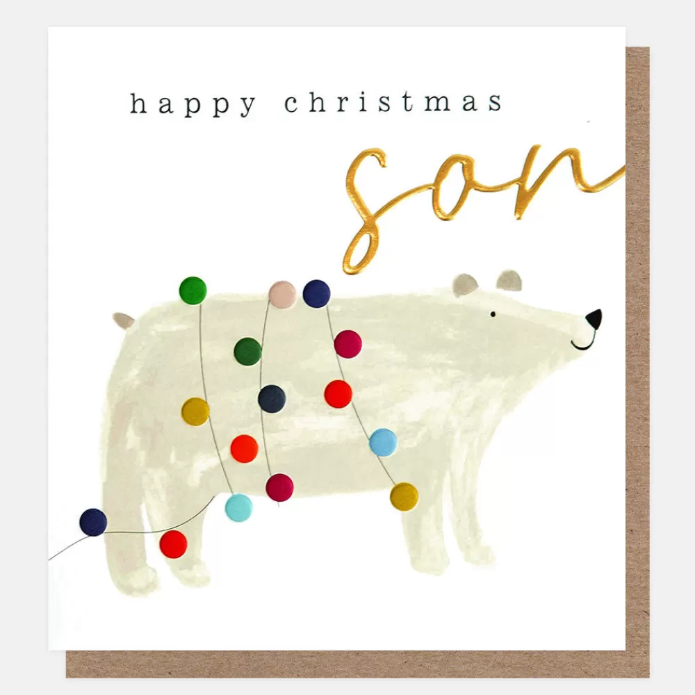 Polar Bear & Lights Happy Christmas Son Card>Caroline Gardner Hot