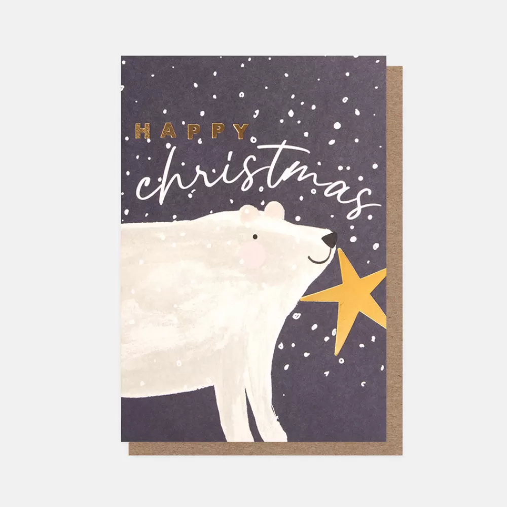 Polar Bear & Snow Small Christmas Card Pack of 10>Caroline Gardner Outlet