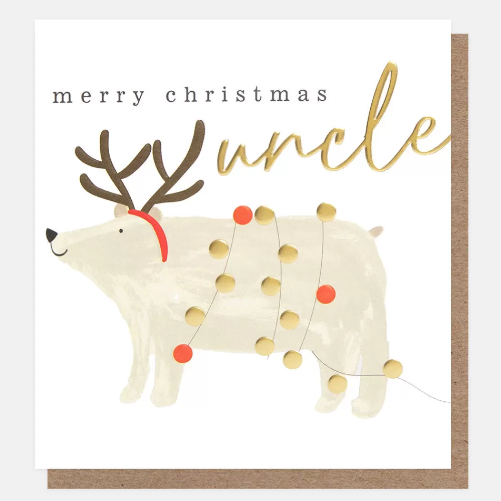 Polar Bear With Antlers Christmas Card For Uncle>Caroline Gardner Shop