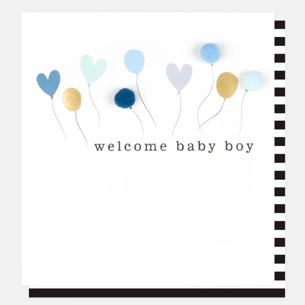 Pom Pom Balloons New Baby Boy Card>Caroline Gardner Sale