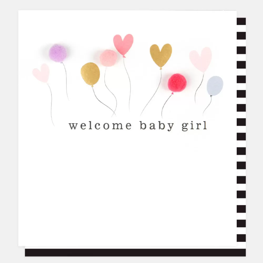 Pom Pom Balloons New Baby Girl Card>Caroline Gardner Clearance