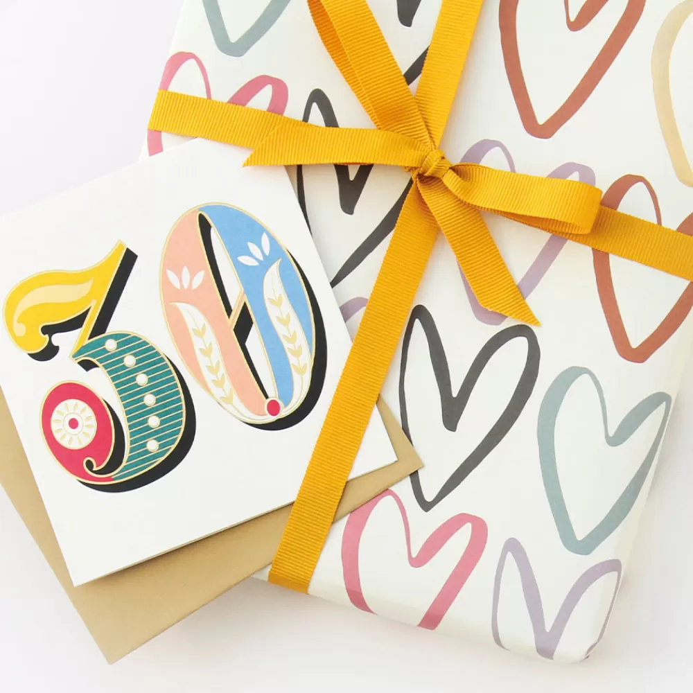 Rainbow Outline Hearts Wrapping Paper>Caroline Gardner Best Sale