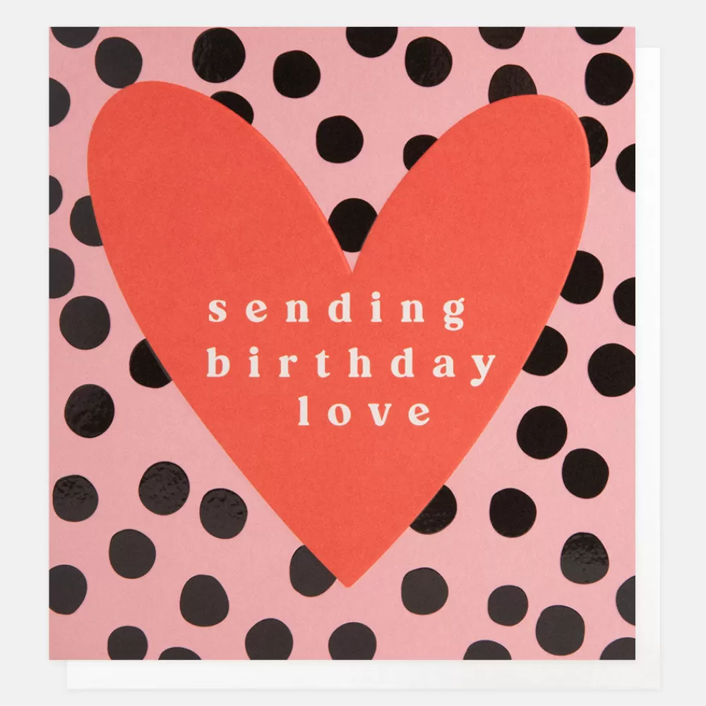 Red Heart On Dots Birthday Love Card>Caroline Gardner New