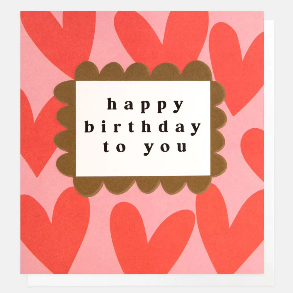 Red Hearts Happy Birthday To You Card>Caroline Gardner Outlet