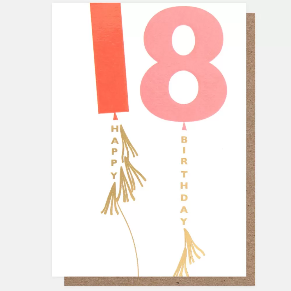 Red/Pink Balloons 18th Birthday Card>Caroline Gardner Shop