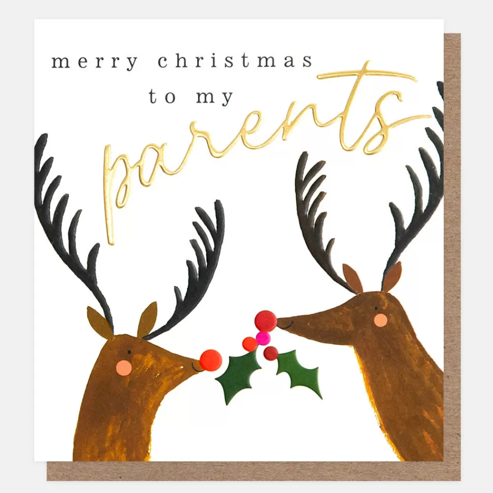 Reindeer Merry Christmas To My Parents Card>Caroline Gardner Flash Sale