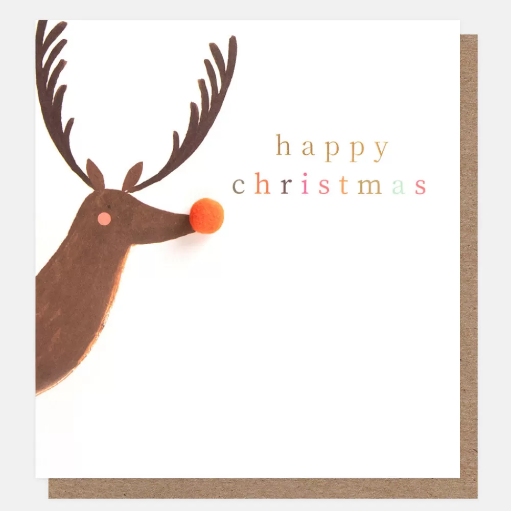 Reindeer Mini Pom Christmas Card>Caroline Gardner Sale