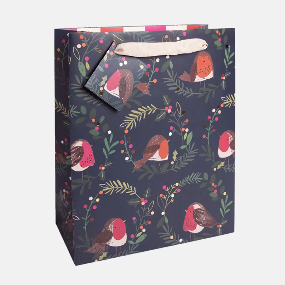 Robins & Wreaths Large Christmas Gift Bag>Caroline Gardner Flash Sale