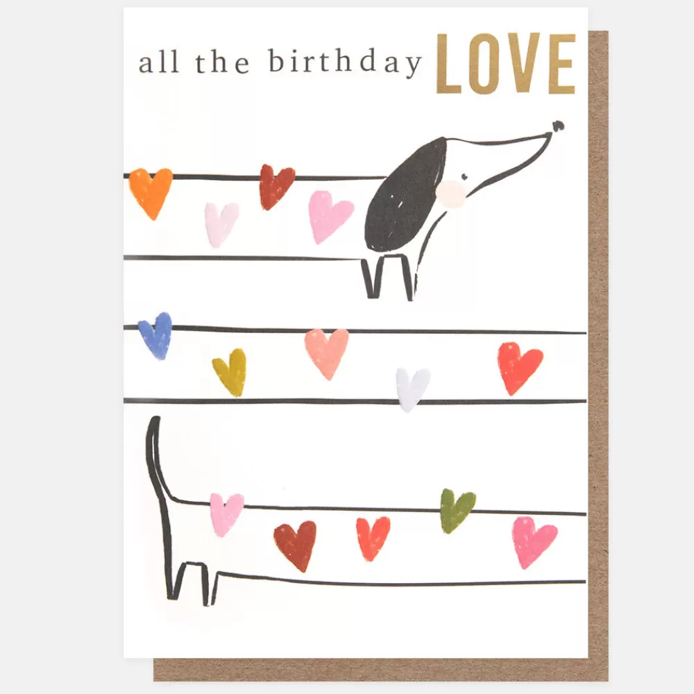 Sausage Dog & Hearts Birthday Love Card>Caroline Gardner Fashion