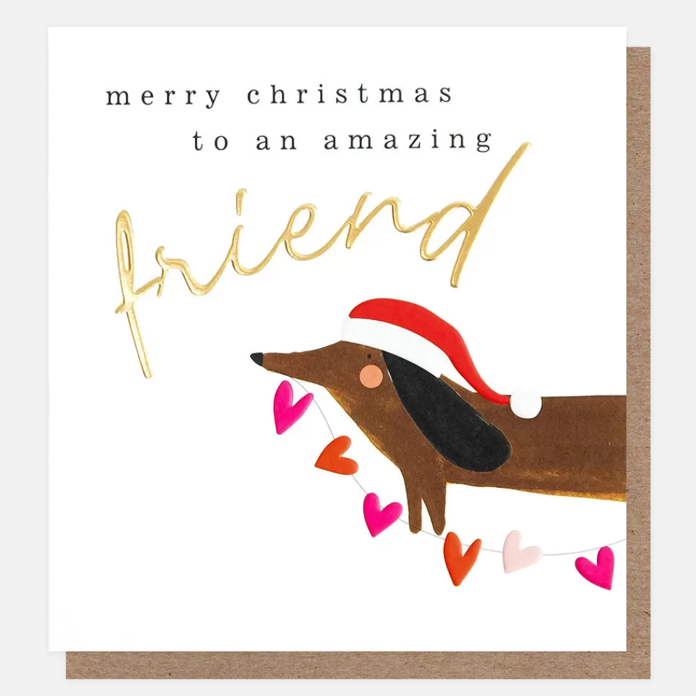 Sausage Dog Amazing Friend Christmas Card>Caroline Gardner Shop