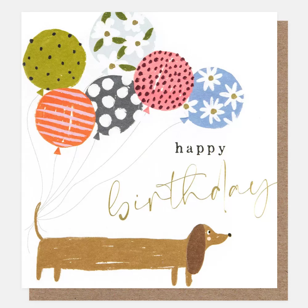 Sausage Dog With Balloons Birthday Cards>Caroline Gardner Hot