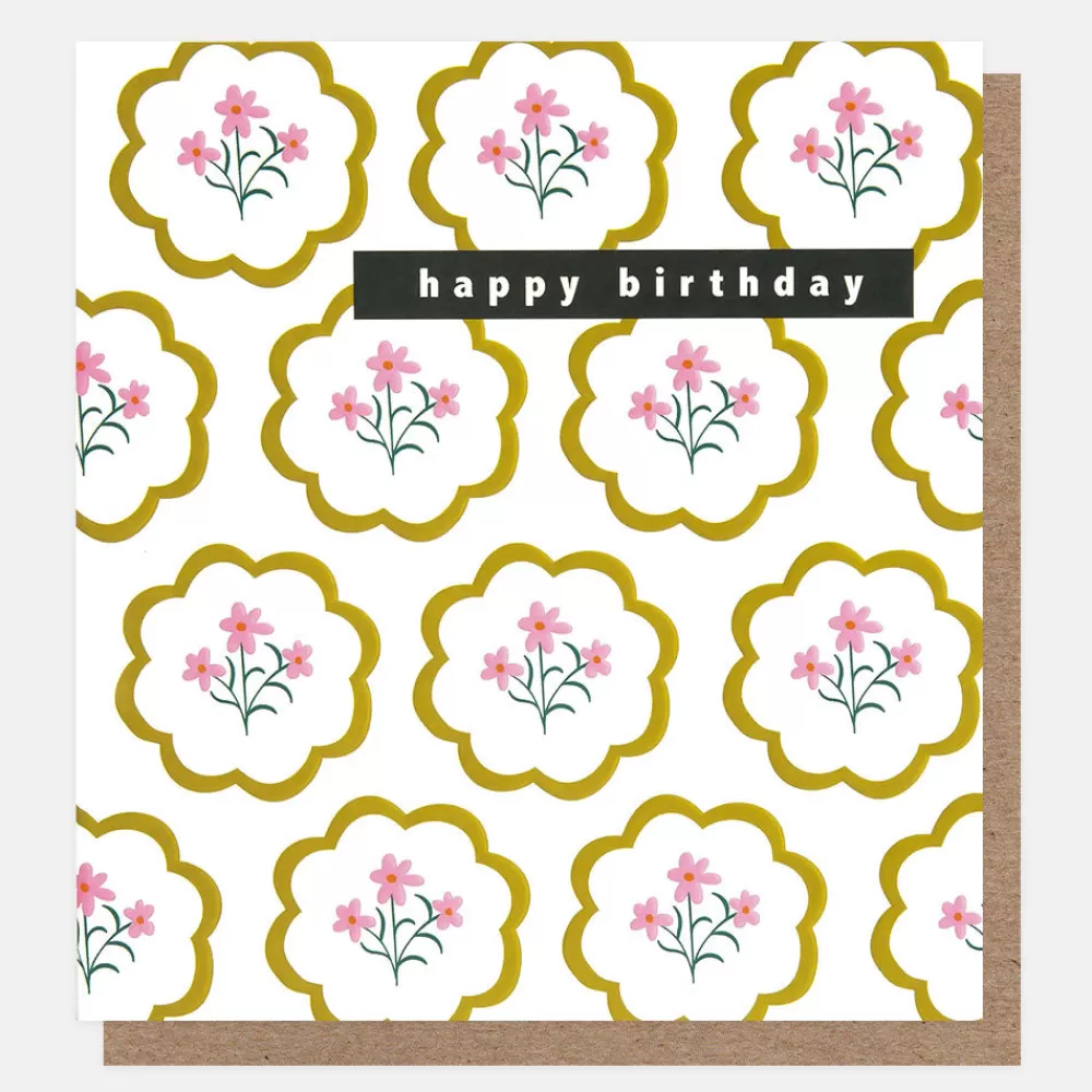 Scallop Framed Flowers Birthday Card>Caroline Gardner Cheap