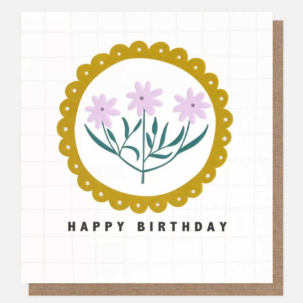 Scalloped Flowers Happy Birthday Card>Caroline Gardner Cheap