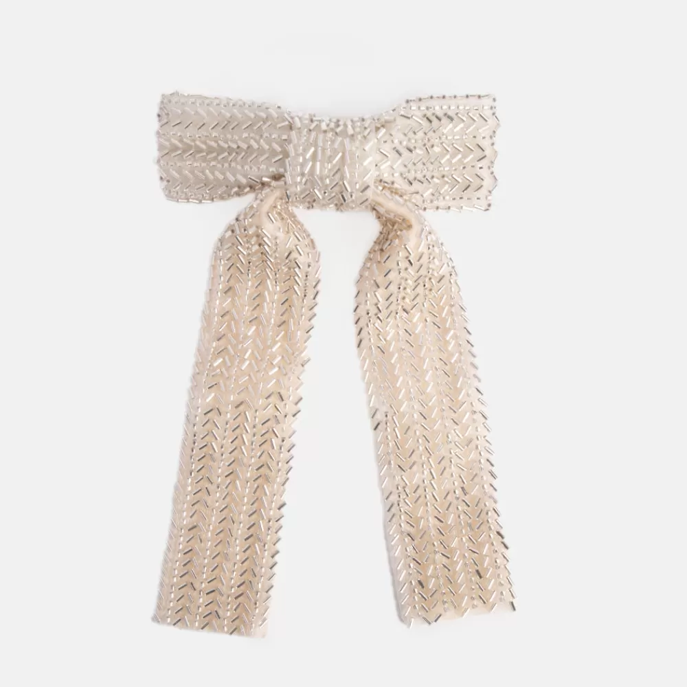 Silver Beaded Bow Hair Clip>Caroline Gardner Shop