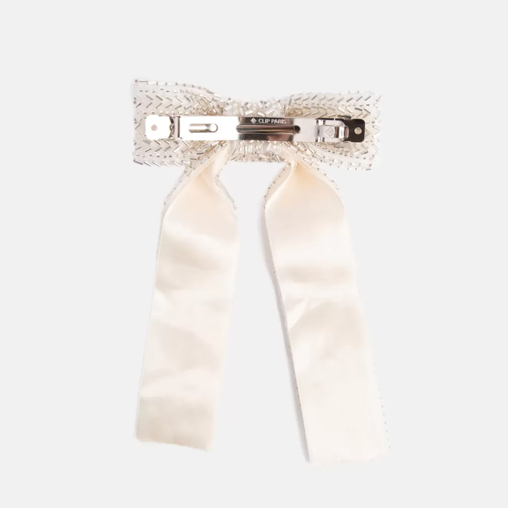 Silver Beaded Bow Hair Clip>Caroline Gardner Shop