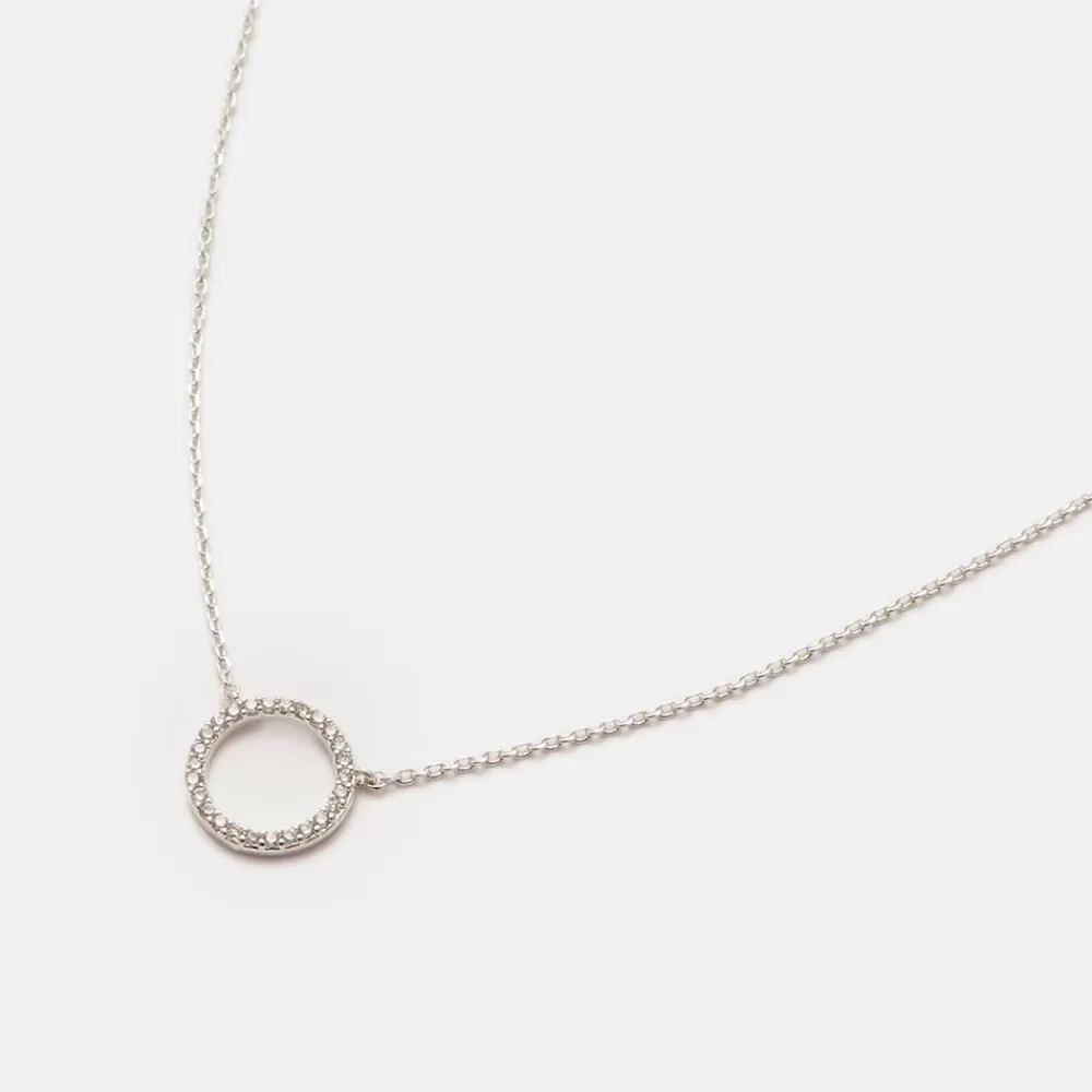 Silver Circle CZ Necklace>Caroline Gardner Cheap