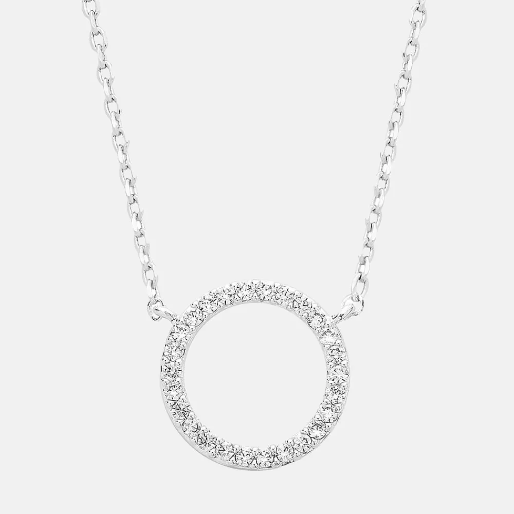 Silver Circle CZ Necklace>Caroline Gardner Cheap