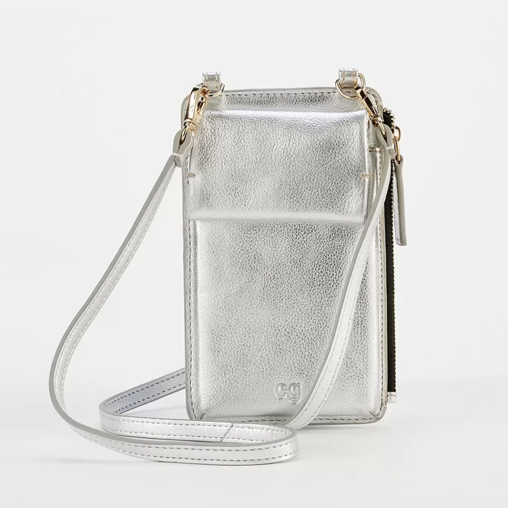 Silver Leather Phone Bag>Caroline Gardner Store