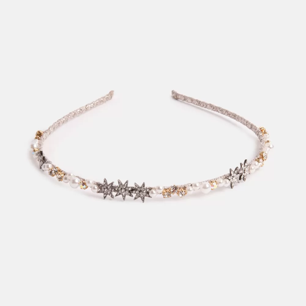 Silver Stars & Pearls Headband>Caroline Gardner Cheap