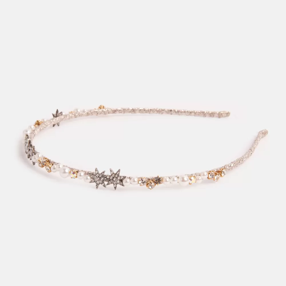 Silver Stars & Pearls Headband>Caroline Gardner Cheap