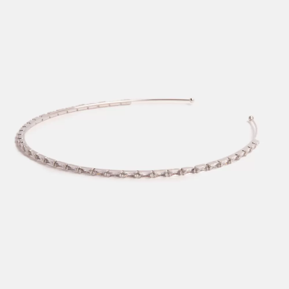 Silver Thin Crystal Headband>Caroline Gardner Shop