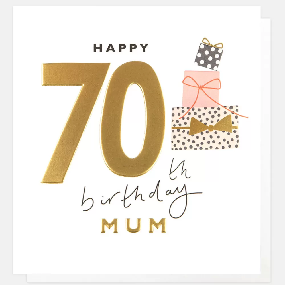 Stack of Presents 70th Birthday Card For Mum>Caroline Gardner Store