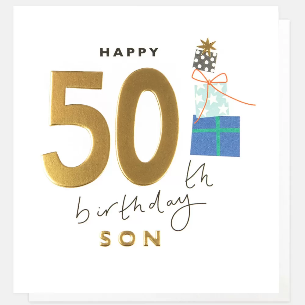 Stack of Presents 50th Birthday Card For Son>Caroline Gardner Flash Sale