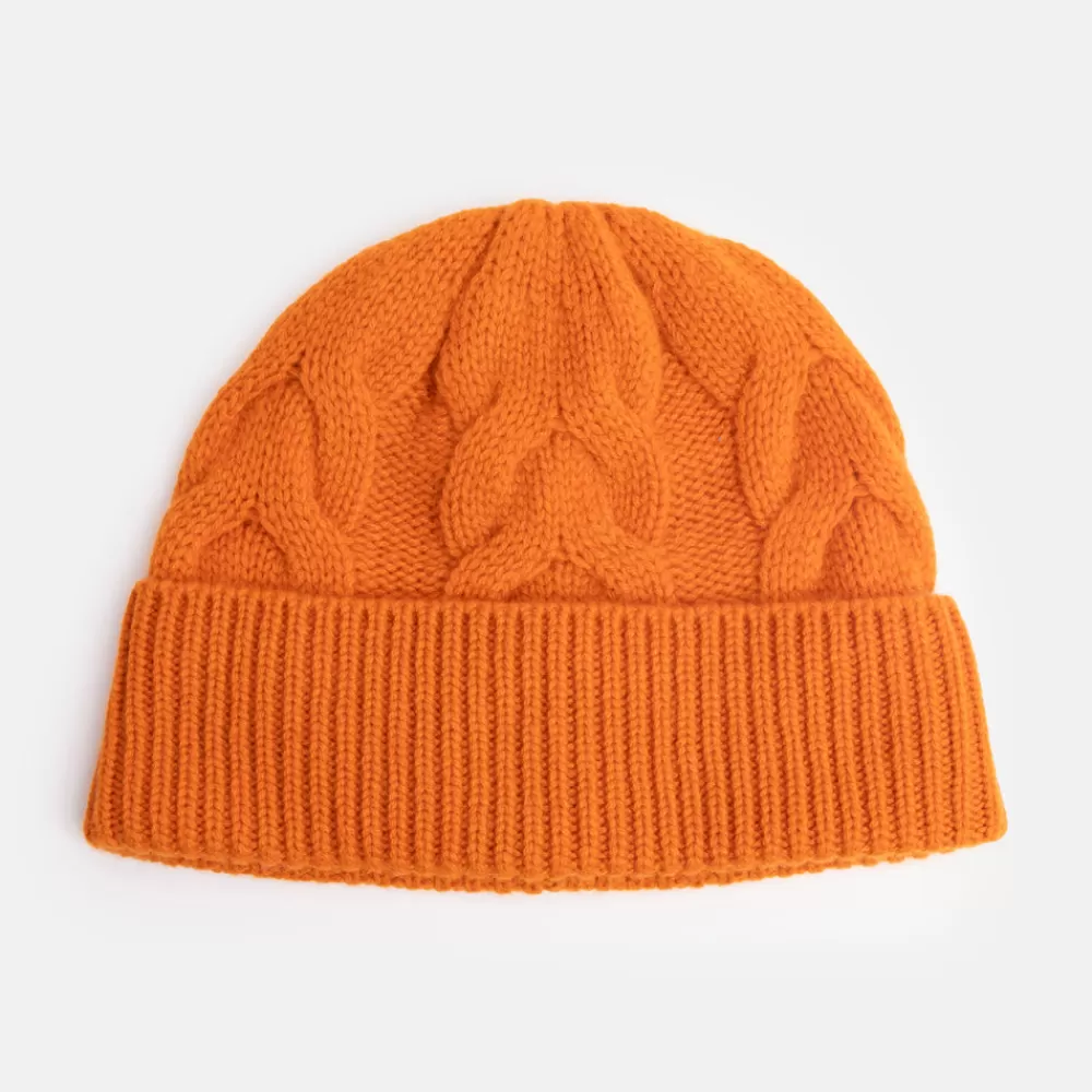 Tangerine Cashmere Cable Knit Beanie Hat>Caroline Gardner Clearance