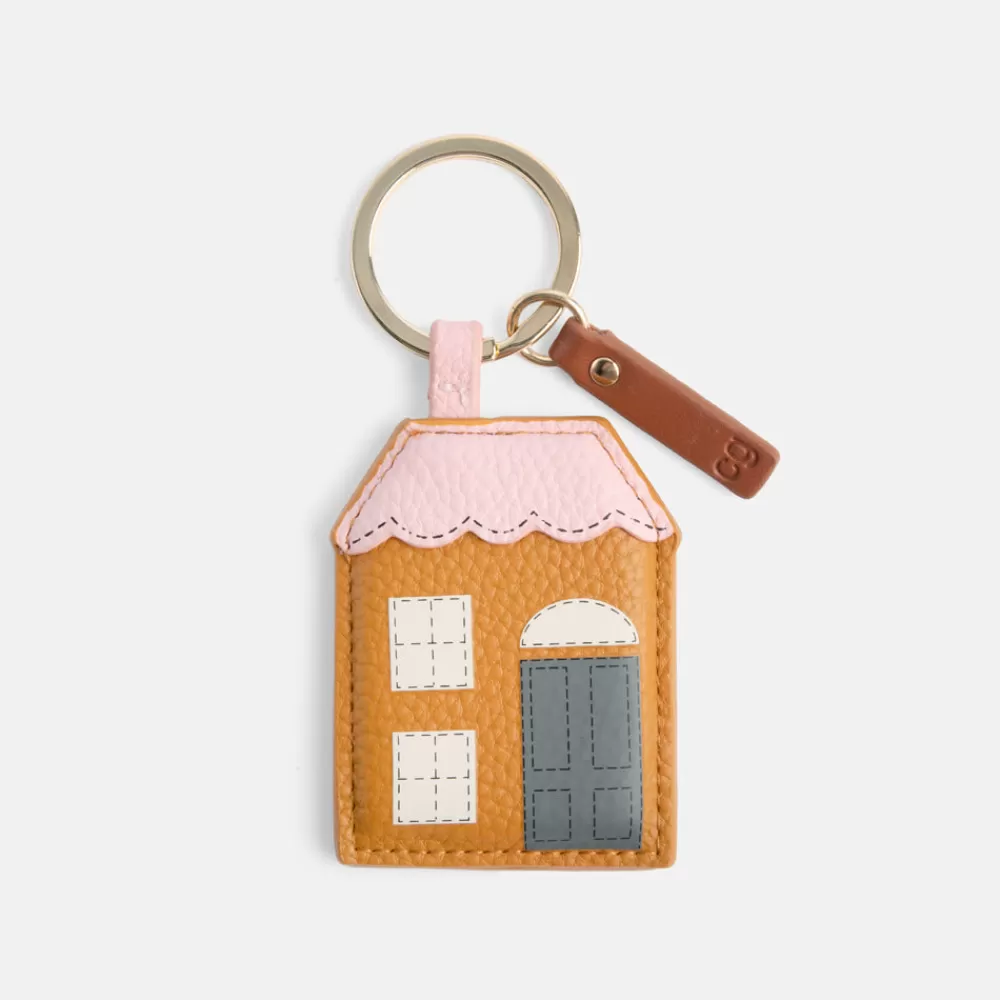 Tan/Pink House Keyring>Caroline Gardner Outlet