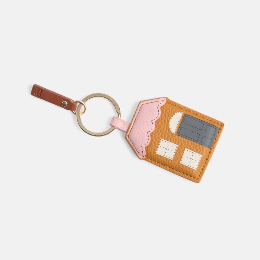 Tan/Pink House Keyring>Caroline Gardner Outlet