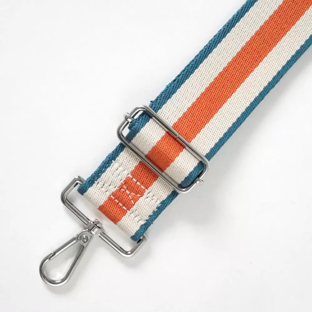 Teal/Chalk/Orange Wide Webbing Handbag Strap>Caroline Gardner Fashion