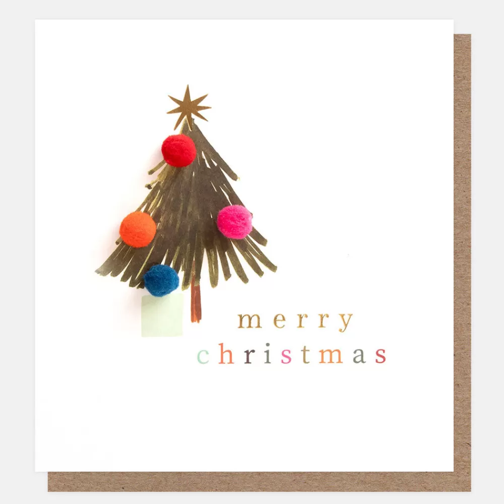 Tree & Baubles Mini Poms Christmas Card>Caroline Gardner Online