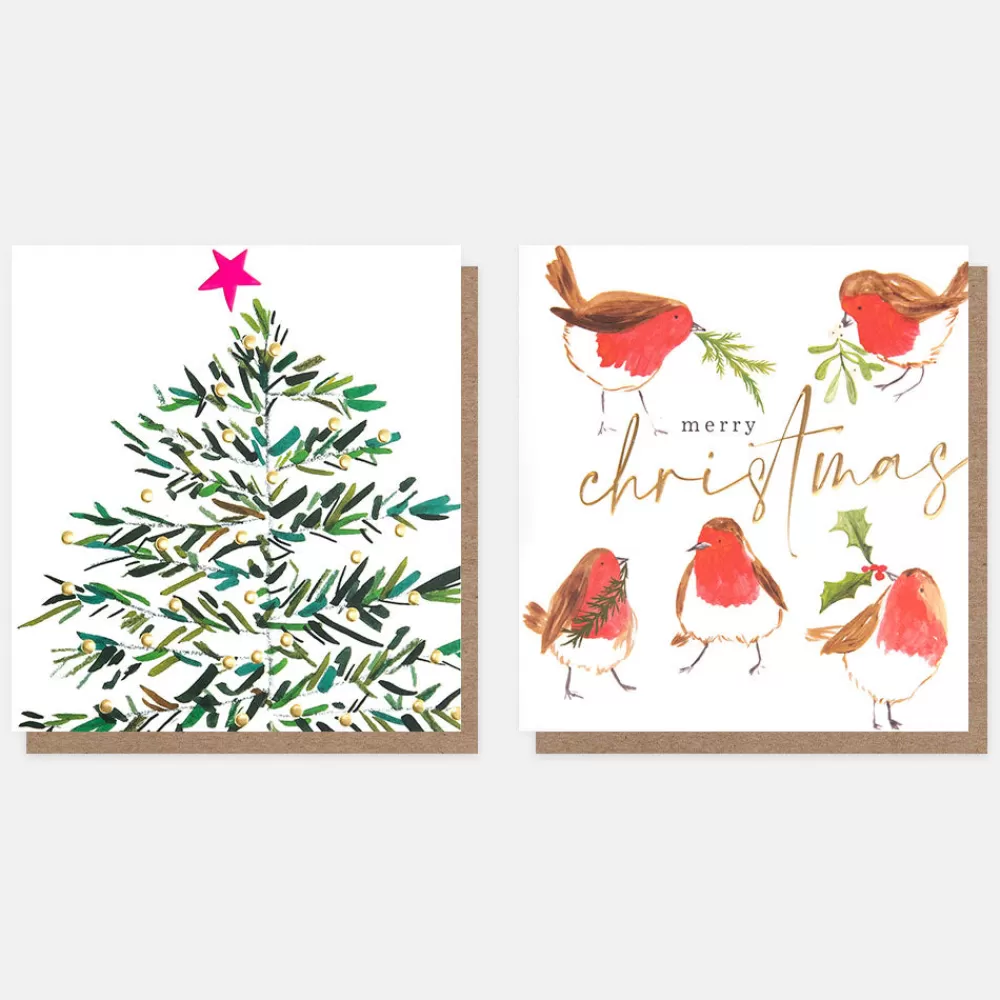 Tree & Robins Mixed Charity Christmas Cards Pack of 8>Caroline Gardner Fashion