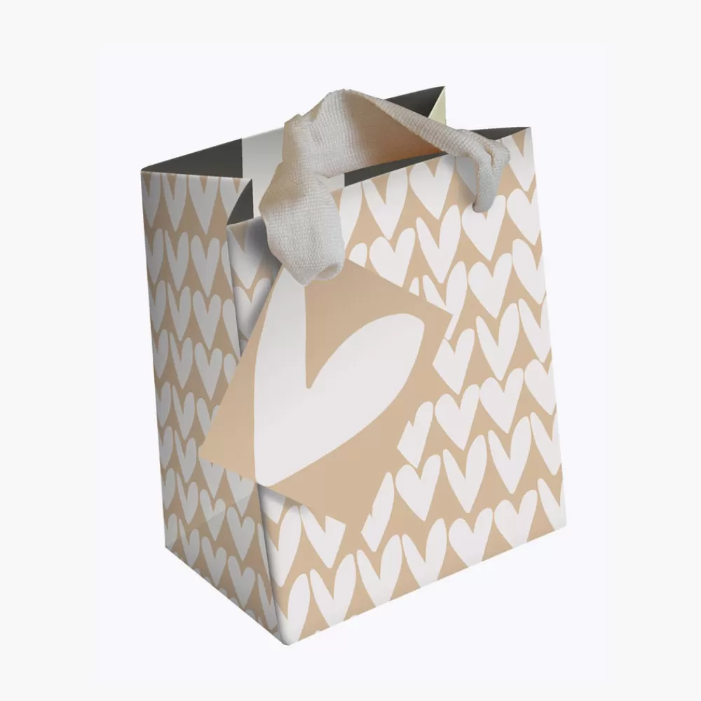 White Hearts Kraft Medium Gift Bag>Caroline Gardner Outlet