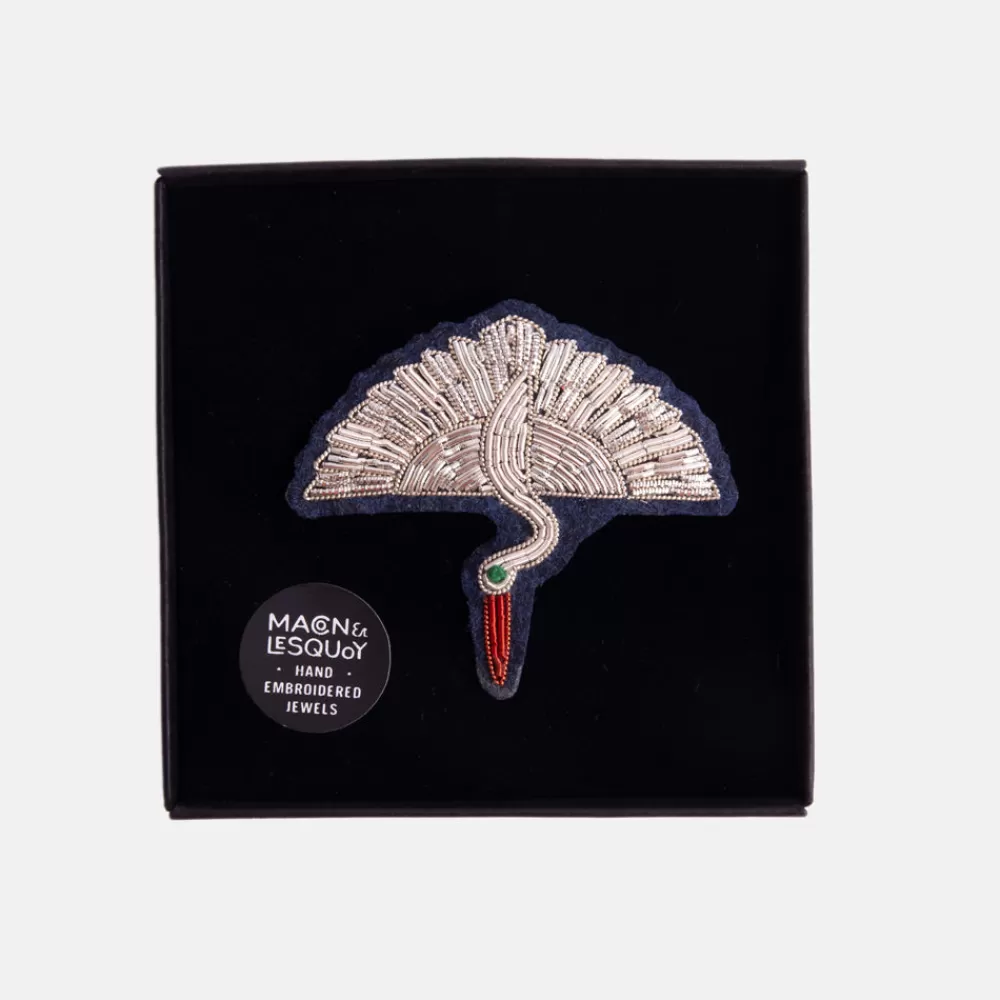 White Stork Hand Embroidered Brooch>Caroline Gardner Discount