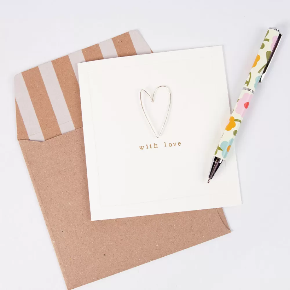 Wire Heart With Love Card>Caroline Gardner Shop