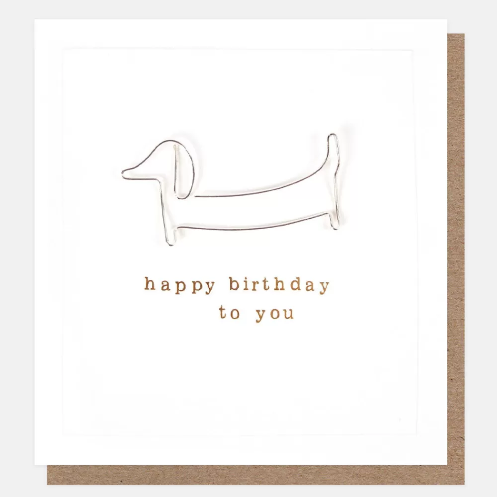 Wire Sausage Dog Birthday Card>Caroline Gardner Online