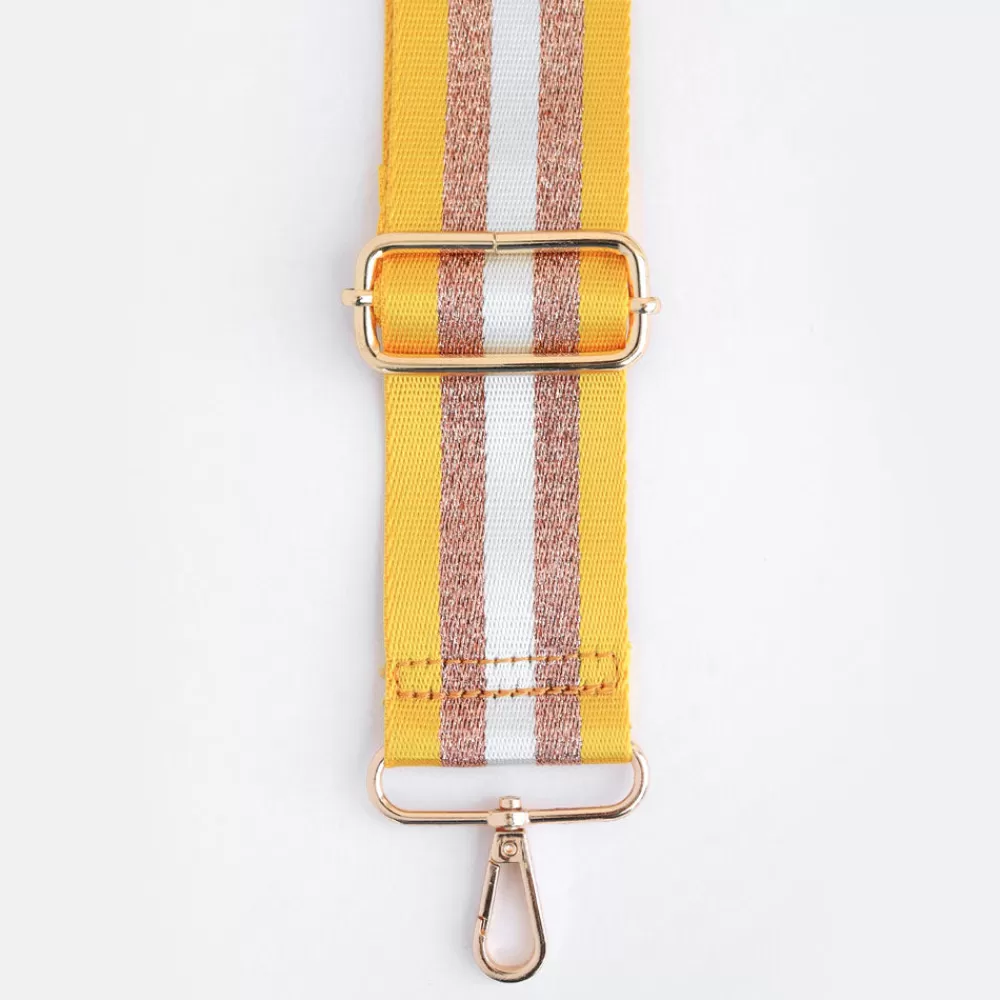 Yellow/Gold/Cream Stripe Webbing Handbag Strap>Caroline Gardner New