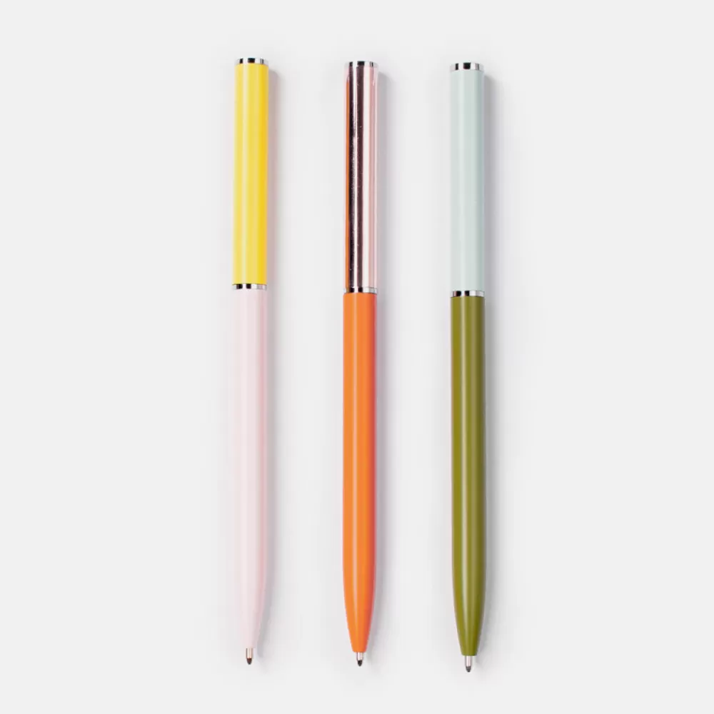 Yellow/Pale Pink/Aqua Slim Pens Set of 3>Caroline Gardner Fashion