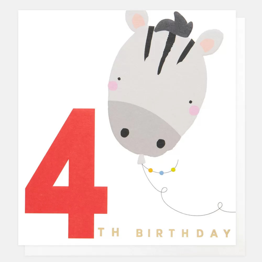 Zebra Balloon 4th Birthday Card>Caroline Gardner Flash Sale