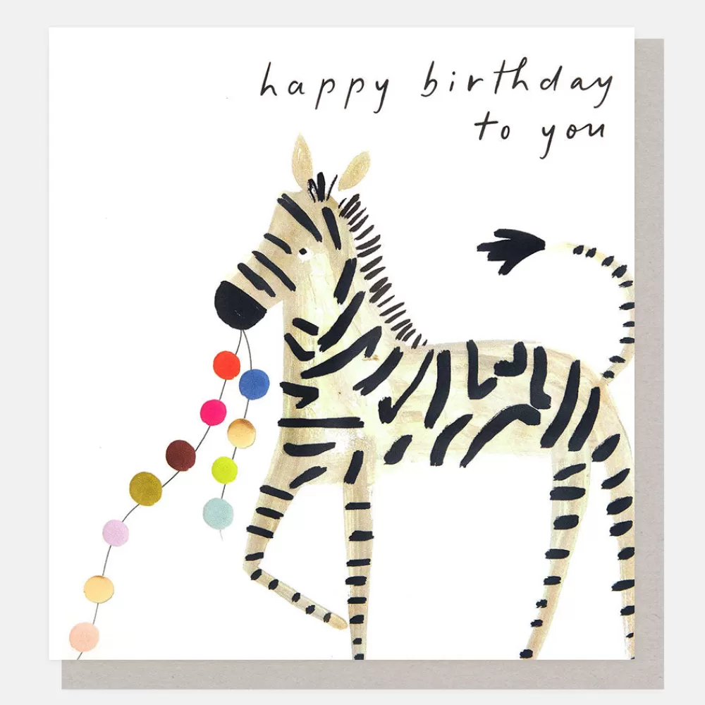 Zebra With Garland Birthday Card>Caroline Gardner Fashion